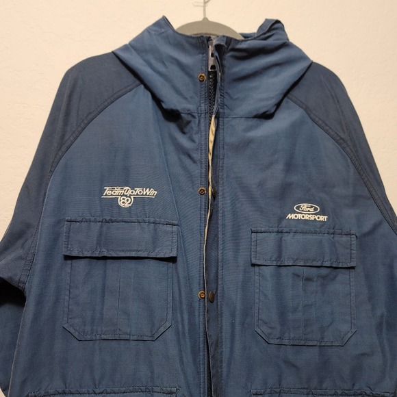 VTG 1980s Ford Jacket Mens L Blue Full Zip Factory Uniform Workwear Made in USA - Picture 4 of 16